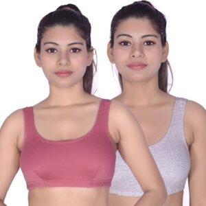 Women's Cotton Non-Padded Wire-Free Sports Bra – Comfortable Support for Everyday & Low-Impact Activities. (Pack of 2)