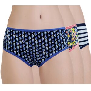 Women’s 100% Cotton Hipster Panty – Pack of 3 | Everyday Panty | REGULAR TOP Folder Print PANTY | Glowbody