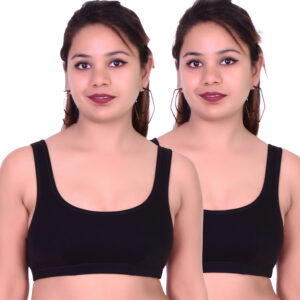 Women's Cotton Non-Padded Wire-Free Sports Bra – Comfortable Support for Everyday & Low-Impact Activities. (Pack of 2)