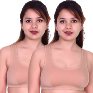 Women's Cotton Non-Padded Wire-Free Sports Bra – Comfortable Support for Everyday & Low-Impact Activities. (Pack of 2)