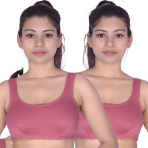 Women's Cotton Non-Padded Wire-Free Sports Bra – Comfortable Support for Everyday & Low-Impact Activities. (Pack of 2)