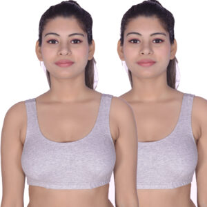 Women's Cotton Non-Padded Wire-Free Sports Bra – Comfortable Support for Everyday & Low-Impact Activities. (Pack of 2)