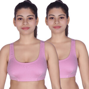 Women's Cotton Non-Padded Wire-Free Sports Bra – Comfortable Support for Everyday & Low-Impact Activities. (Pack of 2)