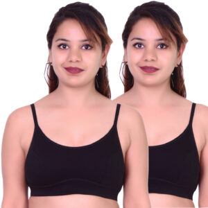 Women's Cotton Non-Padded Wire-Free Sports Bra – Comfortable Support for Everyday & Low-Impact Activities. (Pack of 2)