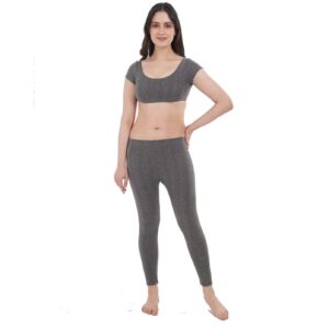 Glowbody G-20 Women Thermal Lower Black | High Waist Ribbed Winter Legging | Warm Inner Wear